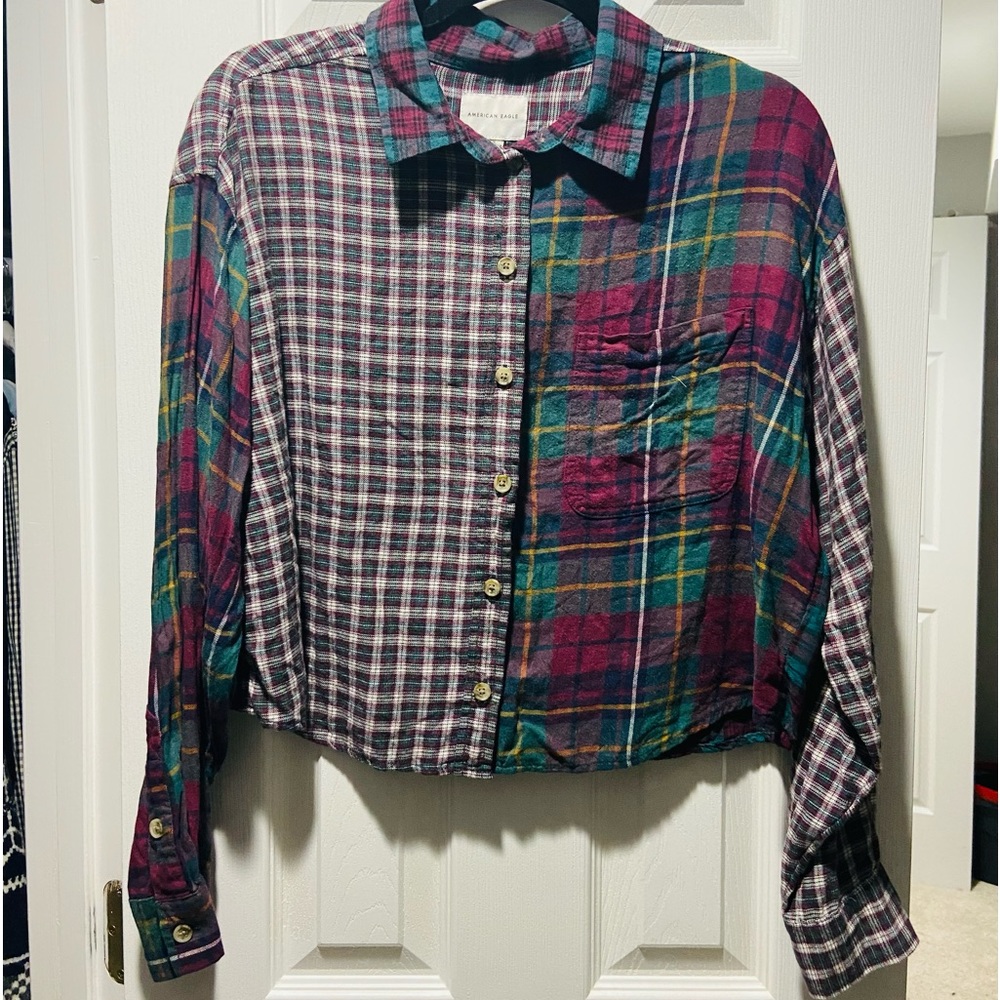 American Eagle Cropped Flannel